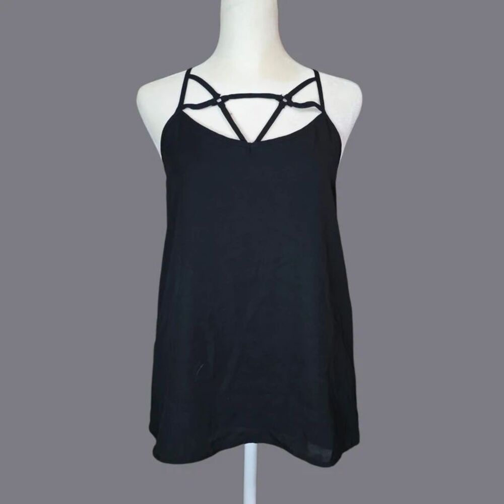 Shinestar Black Strappy Chiffon Top Business Casual